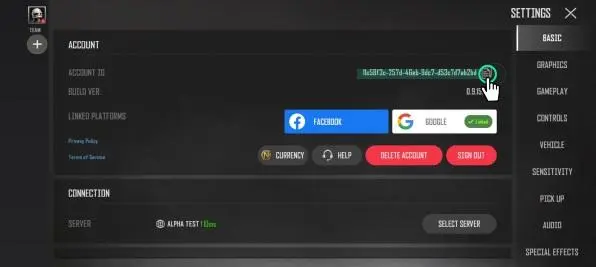 前往“基础”并查看您的账号ID